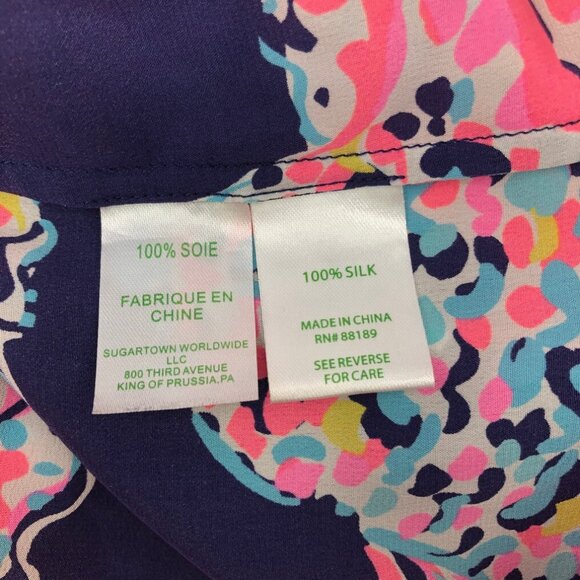 Lilly Pulitzer 100% Silk Elsa Blouse Size S Pop Up For The Halibut - Picture 6 of 7